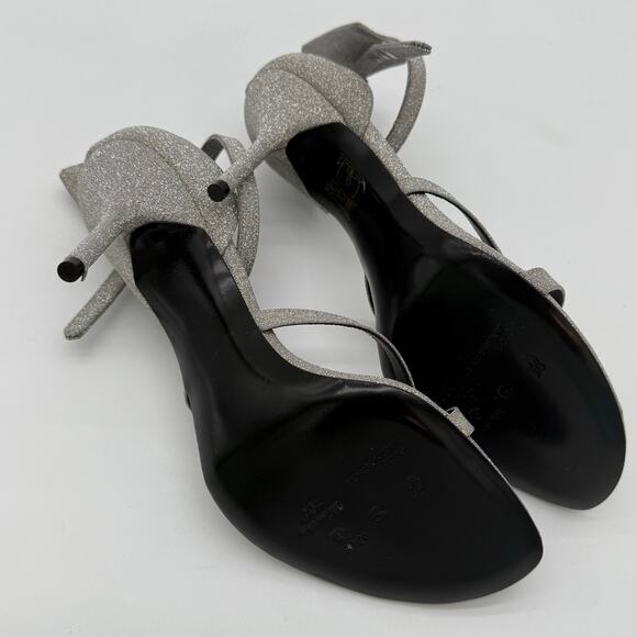 OFF-WHITE Virgil Abloh Glitter Zip Tie Silver Heeled Sandal NWB EU 39 US 9 $1195 - Picture 4 of 9